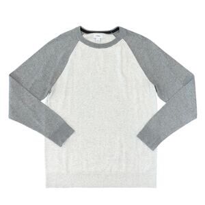 Old Navy Men's Grey and Ivory Baseball Crewneck Sweater - SIZE LARGE